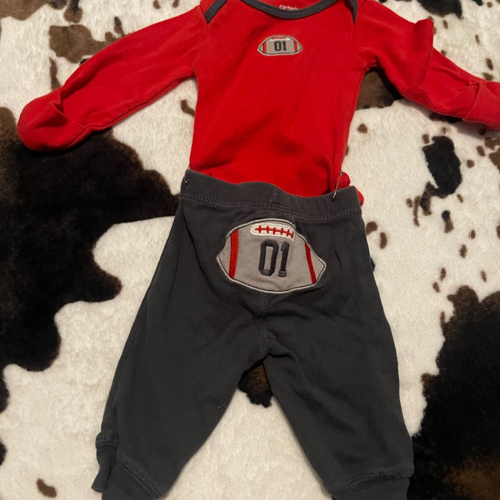 Red and Gray Baby Football Outfit
